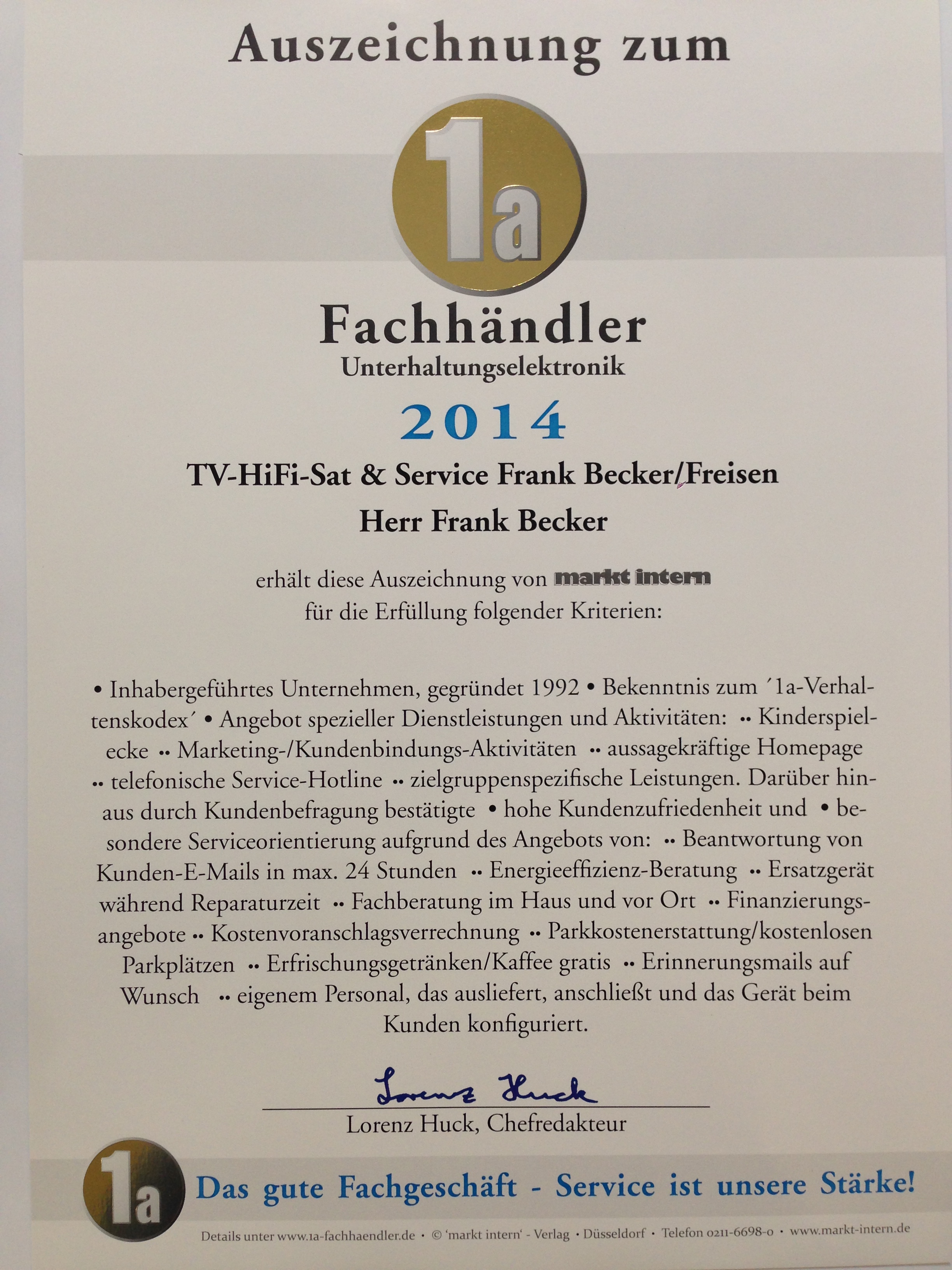 1a Zertifizierung