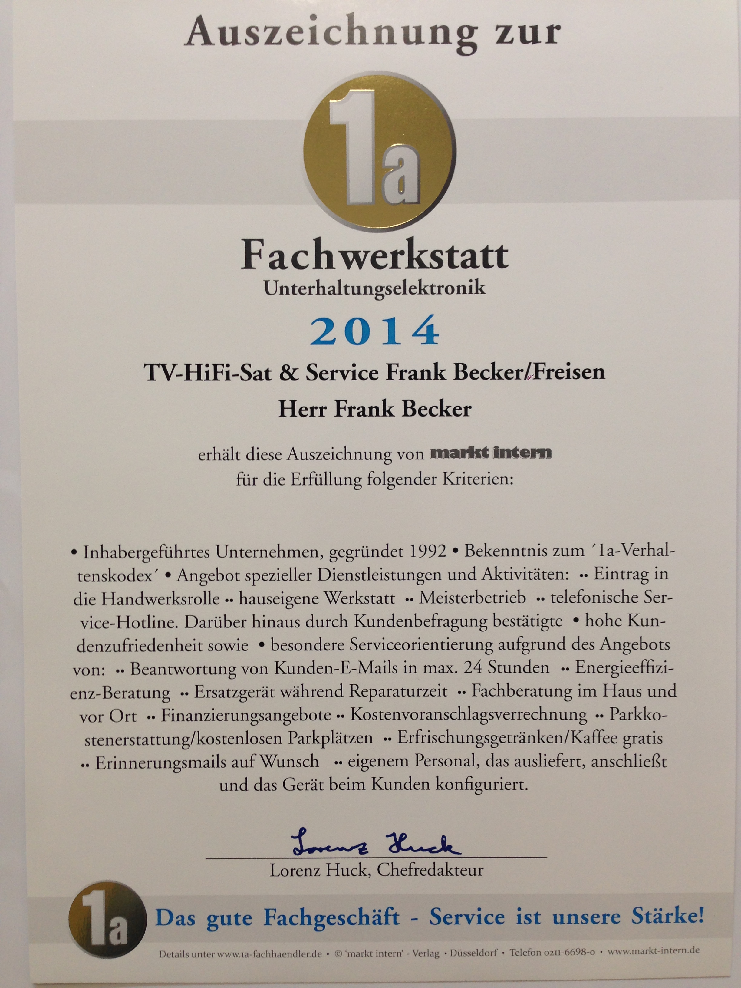 1a Zertifizierung
